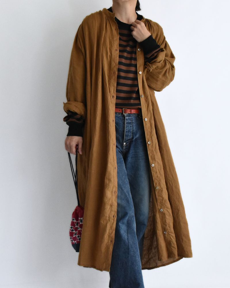 フレンチリネン ドレス Camel