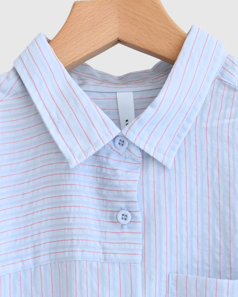 シアーストライプシャツ 'TESSA' Saxe