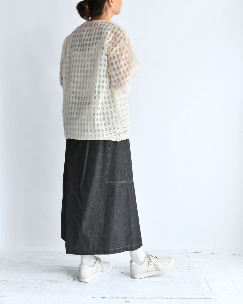 シアーチェッククルーネックトップス 'MEHINA' Off