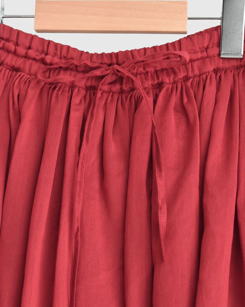 RAJASTHAN TUCK GATHERED SKIRT WITH LINING Red