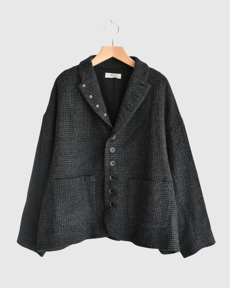 ウールガーゼ ハウンドトゥース ジャケット Charcoal