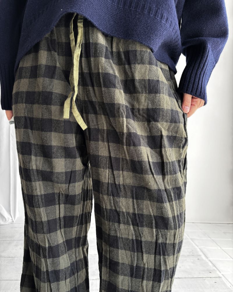 40s ORGANIC POPLIN (OVERDYE) EASY PANTS ArrasGreen