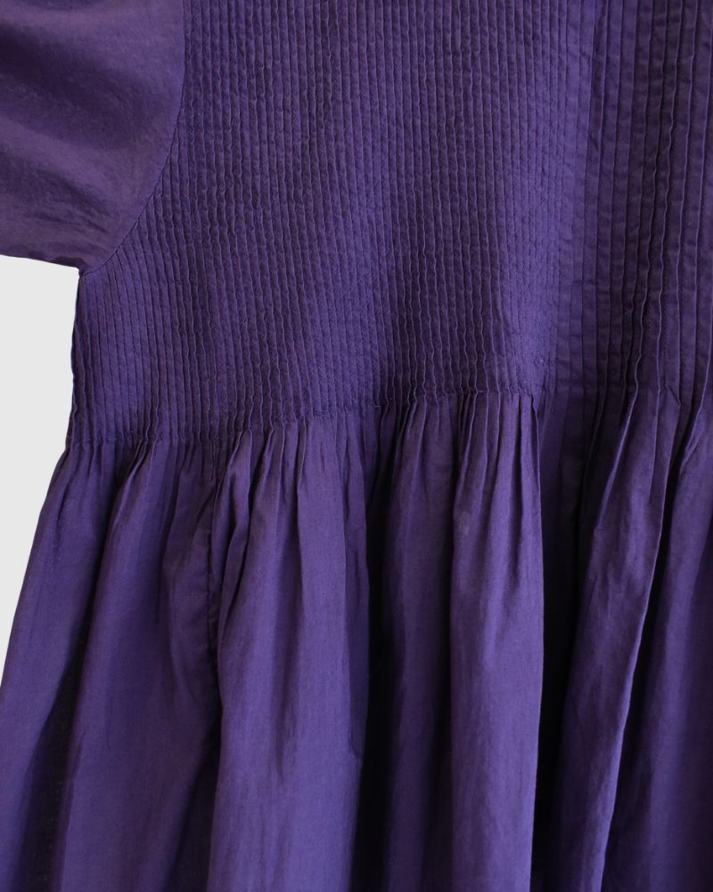 CREW-NECK PULLOVER HALF/SLEEVE SHIRT WITH MINI PINTUCK Purple