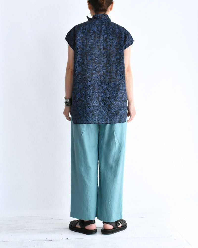 FRENCH/SL FRILL COLLAR SHIRTS Navy/Blue