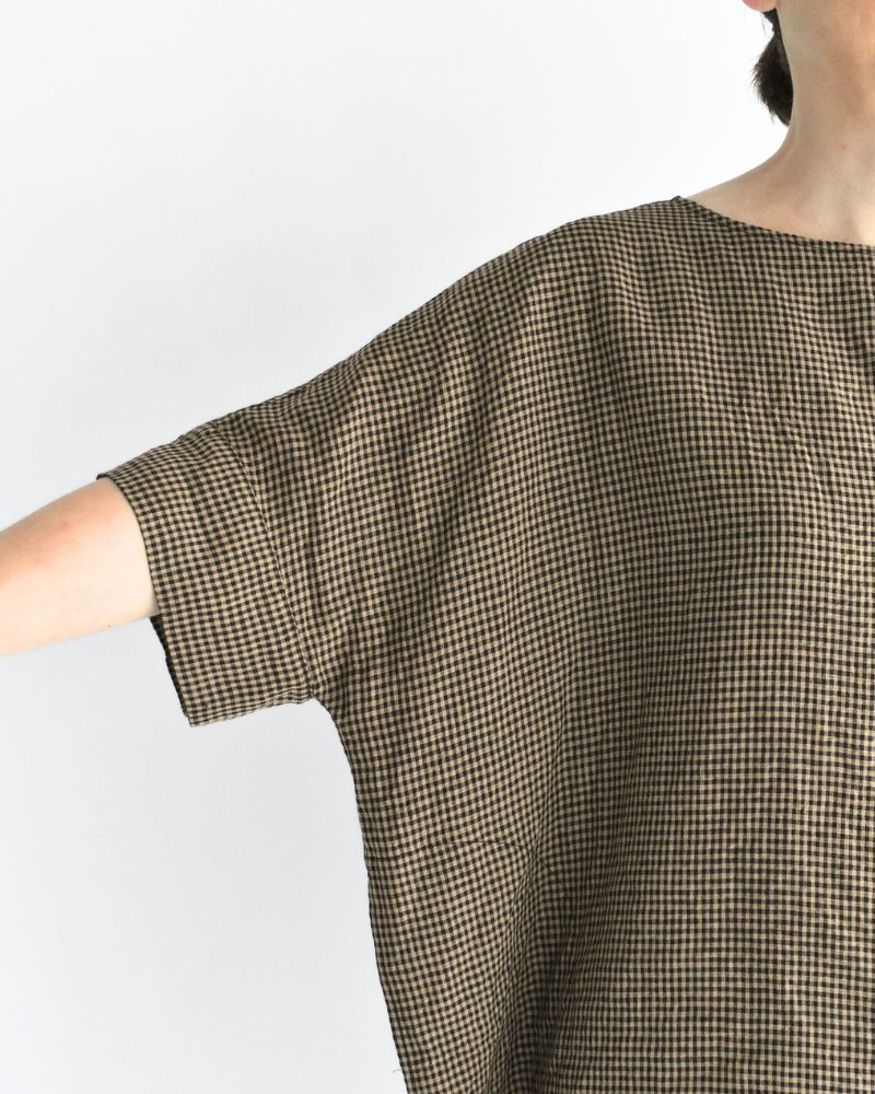 ワイドカフス Tブラウス Camel/Black