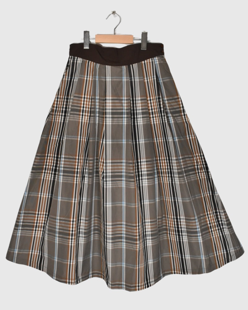 CHECK A LINE SKIRT 'FELINA' BeigeBrown