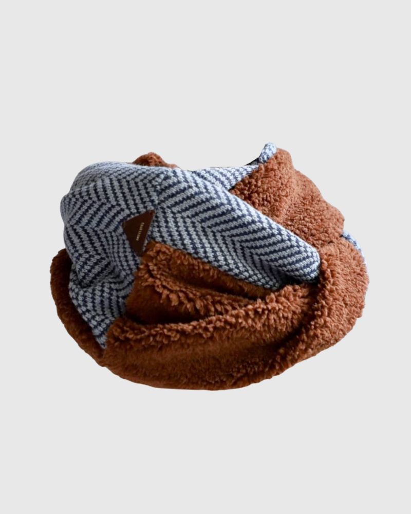 ヘリンボンニットのロングスヌード Gray/Navy